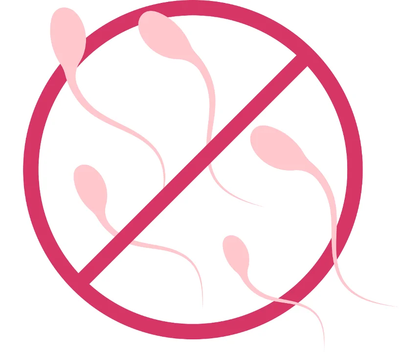 Sperm inside prohibited symbol representing how emergency contraception prevents pregnancy.
