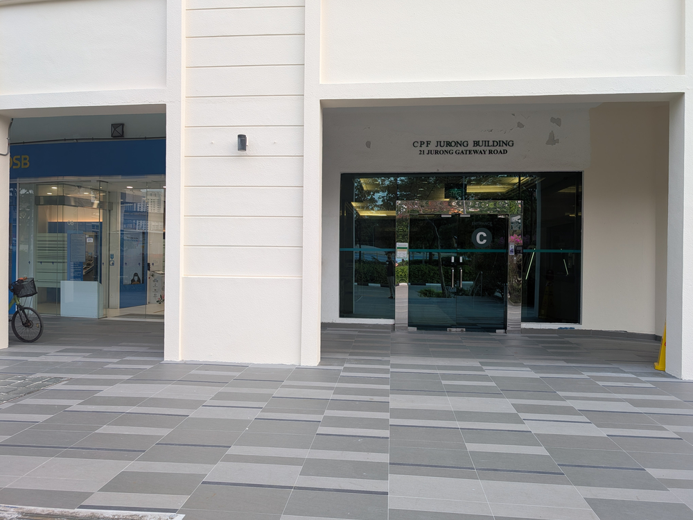 CPF Jurong Building Entrance C beside POSB Bank